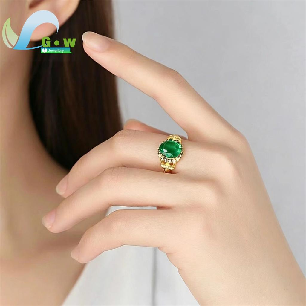 Fancy Gold Carve Dragon Phoenix Couple Adjustable Open Rings Stone Lucky Charm Band Classic Elegant Fashion Jewelry Gift Wedding