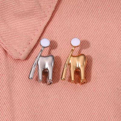 Zinc Alloy Tooth Shape Brooch Enamel Geometric Dentist Nurse Enamel Pins Backpack Badge Korean Style Clothing Accessories