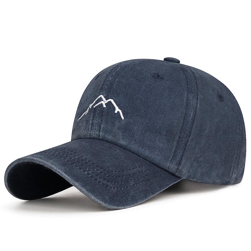 Boné de Basebol Unisexo Retro Desgastado com Design Bordado de Pico de Montanha