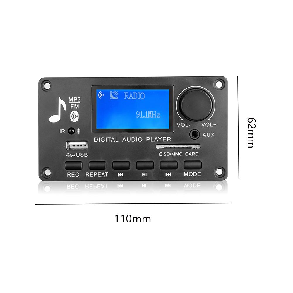 12V LCD MP3 Decoder Lyrics Display Bluetooth-Compatible 5.0 APE FLAC WMA WAV Decoder Support Recording MP3 Music Player Speaker