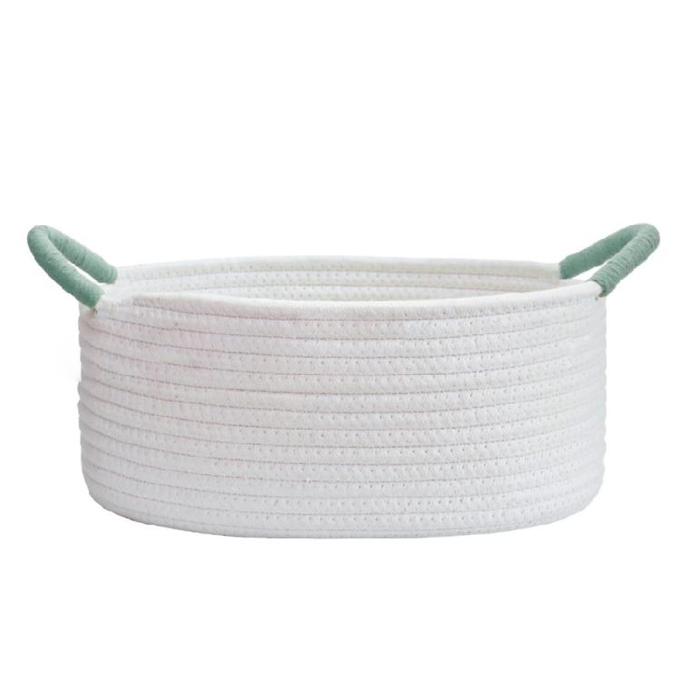 Elegant Cotton Rope Sundries Storage Basket with Handle Hand Woven Kids Toy Desktop Organizer Box Home Decoration