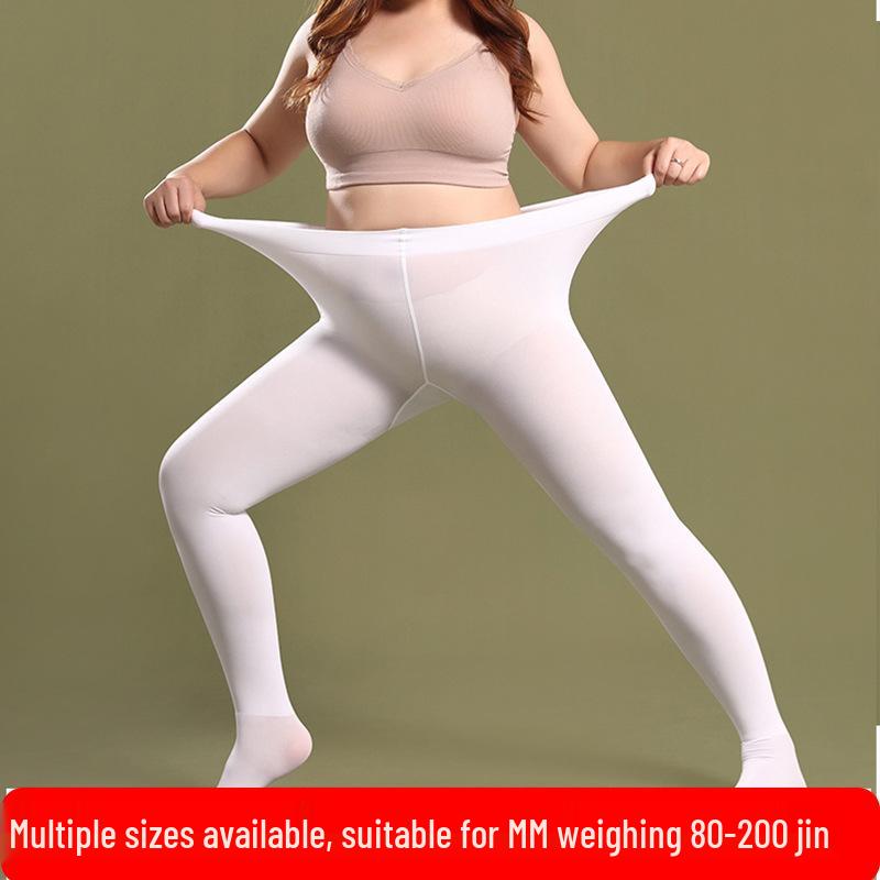 Bílé dámské sametové taneční punčochy, extra dlouhé a vysoce elastické, nadměrná velikost, ideální na jaro/léto.