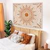 Boho Floral Mandala Tapestry For Bedroom Aesthetic Watercolor Bohemian Flower Wall Tapestry Brown Beige Hippie Indian Small