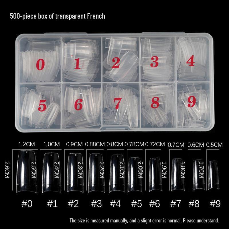 Nail Art Tips Set - 500 Pieces Natural & Transparent Full/Half Cover, French White