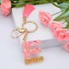 Jewelry Ornament Resin Material Alphabet Key Chain Glitter Keyring Bag Pendant Letter Keychain