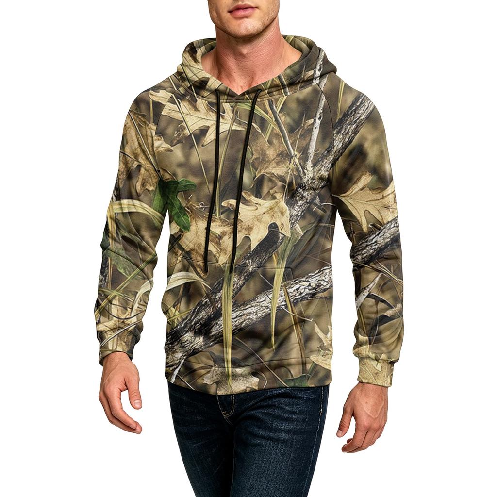 Men's Printed Loose Fit Casual Hoodie with Pocket and Drawstring
