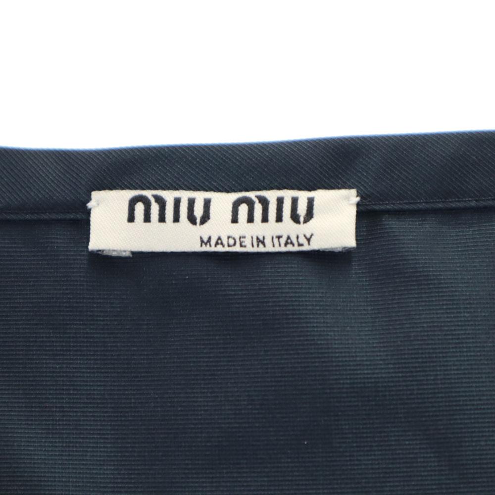 MIUMIU Hergestellt in Italien Ärmelloses Minikleid 40 Marineblau Französische Ärmel Damen Gebraucht