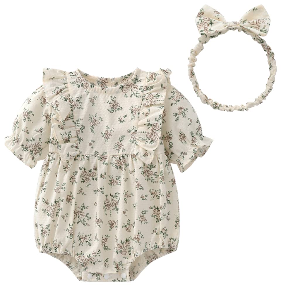 

Детская одежда на лето Короткая Детская Новорожденная Цветочная Месяцы [Reegoo Peter] Девочки, Боди, Комбинезон, Рукава, Одежда, 100% Хлопок, Одежда, Повязка на голову,