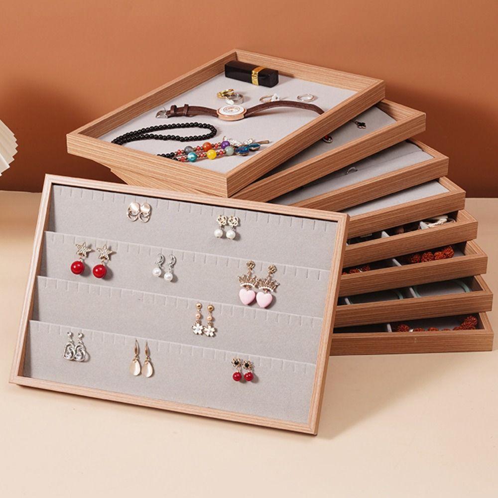 6/9/12/24 Grids Necklace Storage Box Wood Wood Organizing Box Antique Ring Earring Holder  Bracelet
