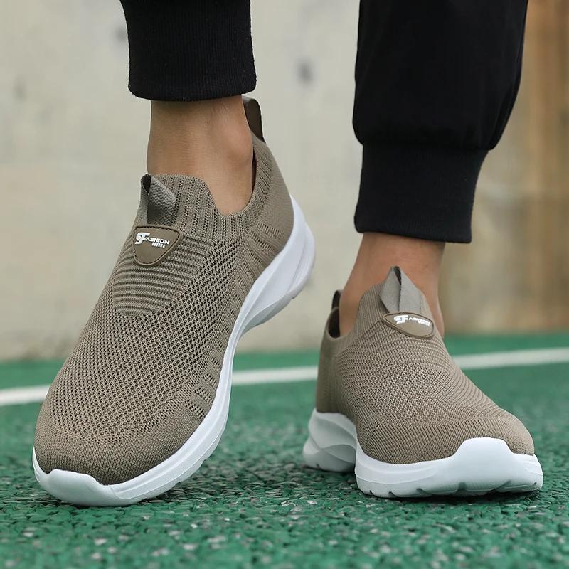 Casual Sports Shoes Men's Vulcanized Shoes Mesh Flat Bottomed Men Breathable Slip in Running Shoes Designer Regalos Para Hombre