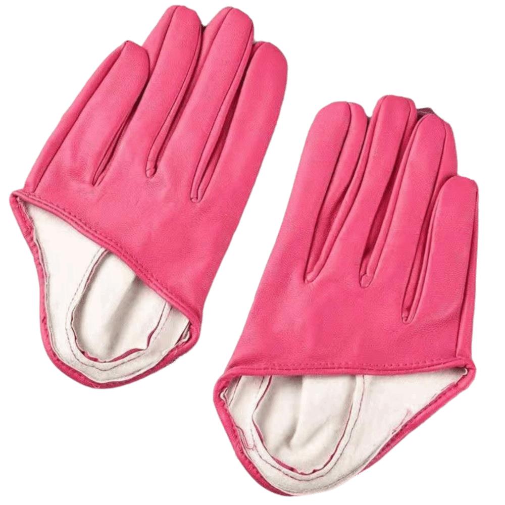 PU-Leder Halbfingerhandschuhe Fingerlose Lacklederhandschuhe Persönlichkeit Fünf-Finger-Fäustlinge Damen