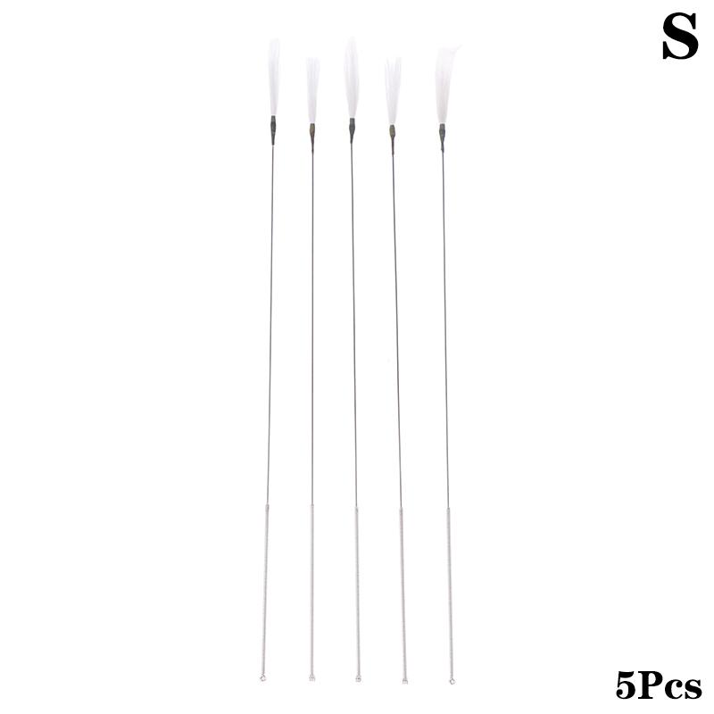 1/5Pcs Goose Feather Stick Ear Picking Elastic Earwax Cleaner Stick Massage Chicken Peacock Feather Silver Needle Ear Dig Tool