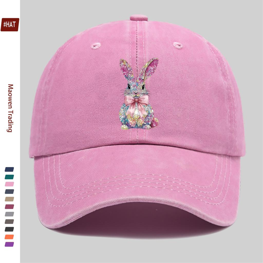 pc Shiny Easter Bunny Cartoon Pattern Printed Baseball Cap Casual and Prom Printed Design Sun Hat Comfortable and Lightweight