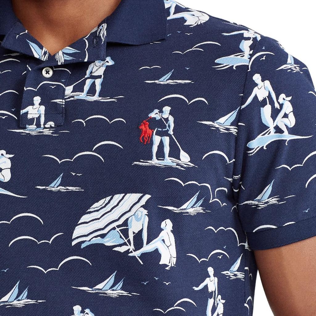 Polo Ralph Lauren Sport Printed Small Pony Logo Embroidered Short Sleeve Polo Shirt Men Polo Shirts Navy-Blue MNPOKNI1N821197-400