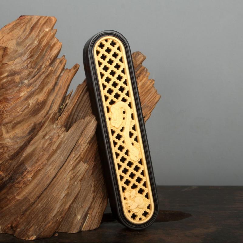 

Square/Oval Hollowed-out Carved Patterns Incense Burner Solid Wood Incense Box/Tea Room Study Purify The Air Religious Products