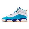 Jordan Air  6 Rings Synthetic Leather TPU Trendy Sports High-Top Kids Basketball Shoes Kids Sneaker White Blue 323399-105