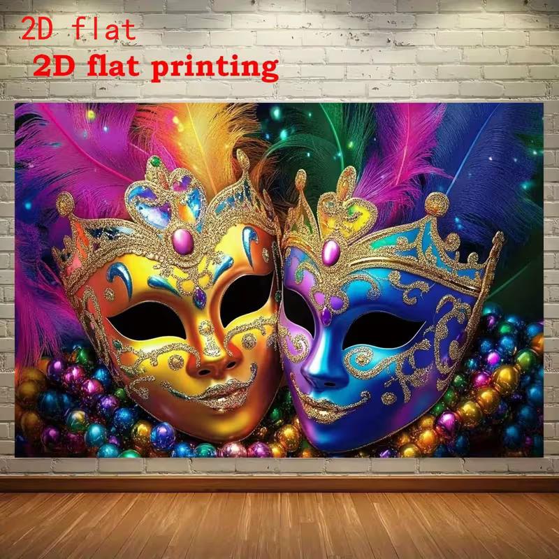 

2D Mardi Gras Masquerade Masks Photography Backdrop Carnival Party Background 47.2x31.5inch/120*80cm