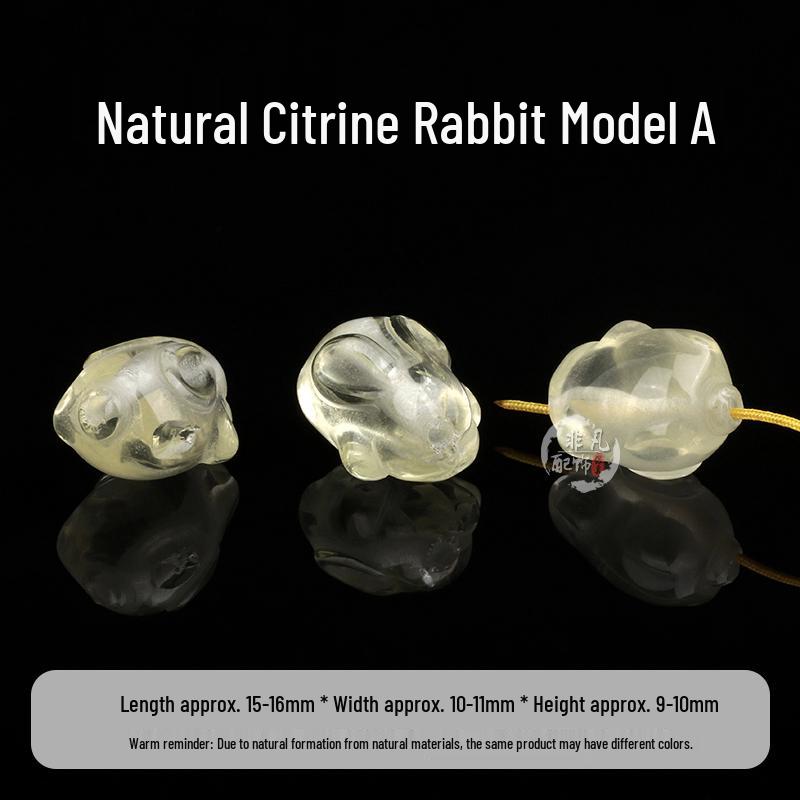 Natural Citrine Carving: Double Lotus, Nine-Tailed Fox, Rabbit, Gold-Swallowing Beast, Waking Lion - DIY Handmade Accessories