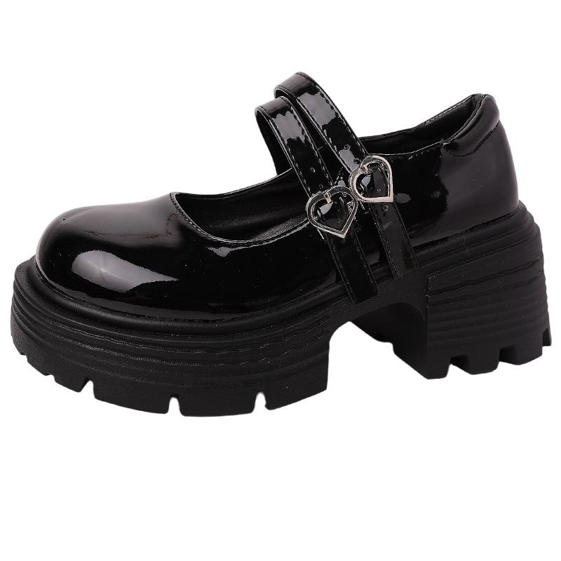 French Thick Heel Loafers with Skirt Girls Small Leather Shoes Summer Fashion Jk Platform British Mary Jane Single Shoes