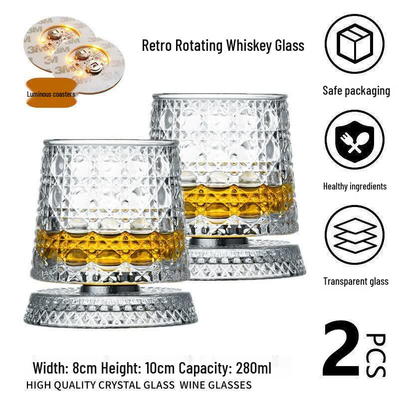 Handmade Rotating Crystal Whiskey & Brandy Glass