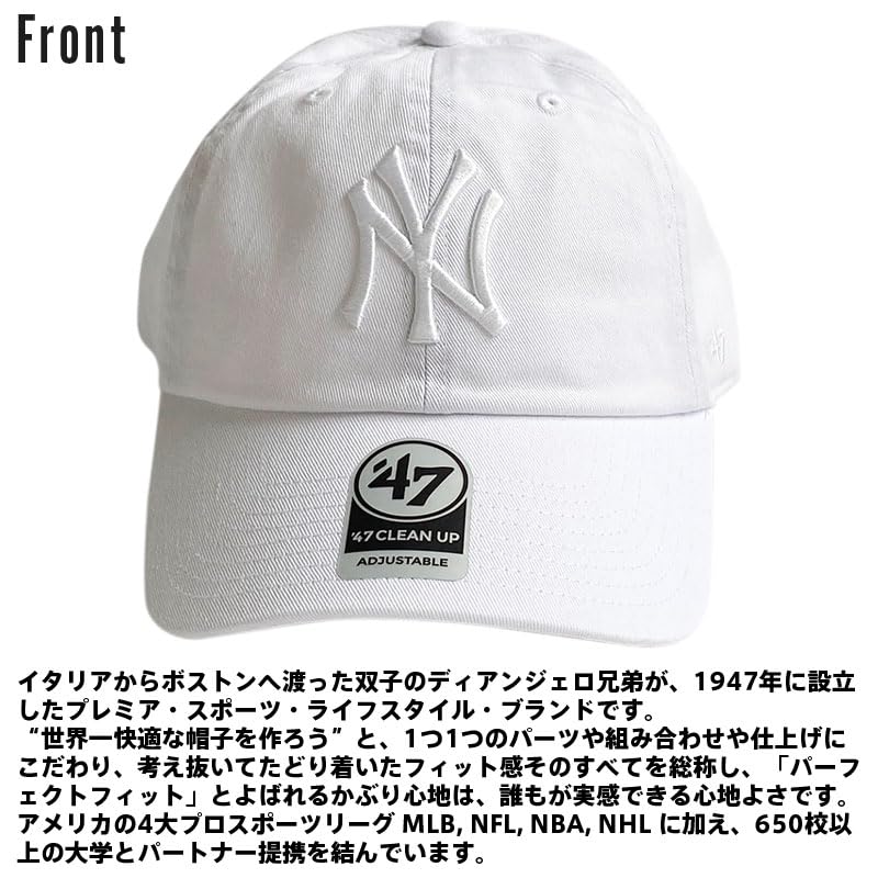 Forty Seven Yankees Cleanup Baseball Cap for Men and Women with White (White Logo)