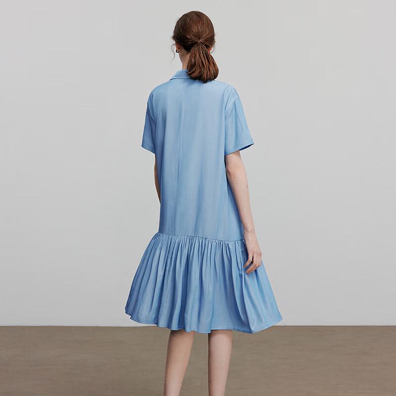 Chuyu Women's Faux Denim Spliced Mid-Length Shirt Dress