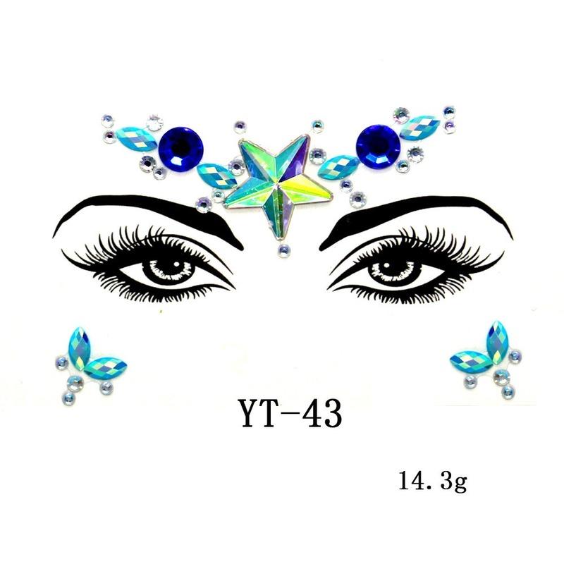 1Pcs 3D Crystal Face Stickers Decoration Face Eye Stickers Chest Sticke Glitter DIY Jewelry Festival Party Temporary Tattoo Stickers for Women