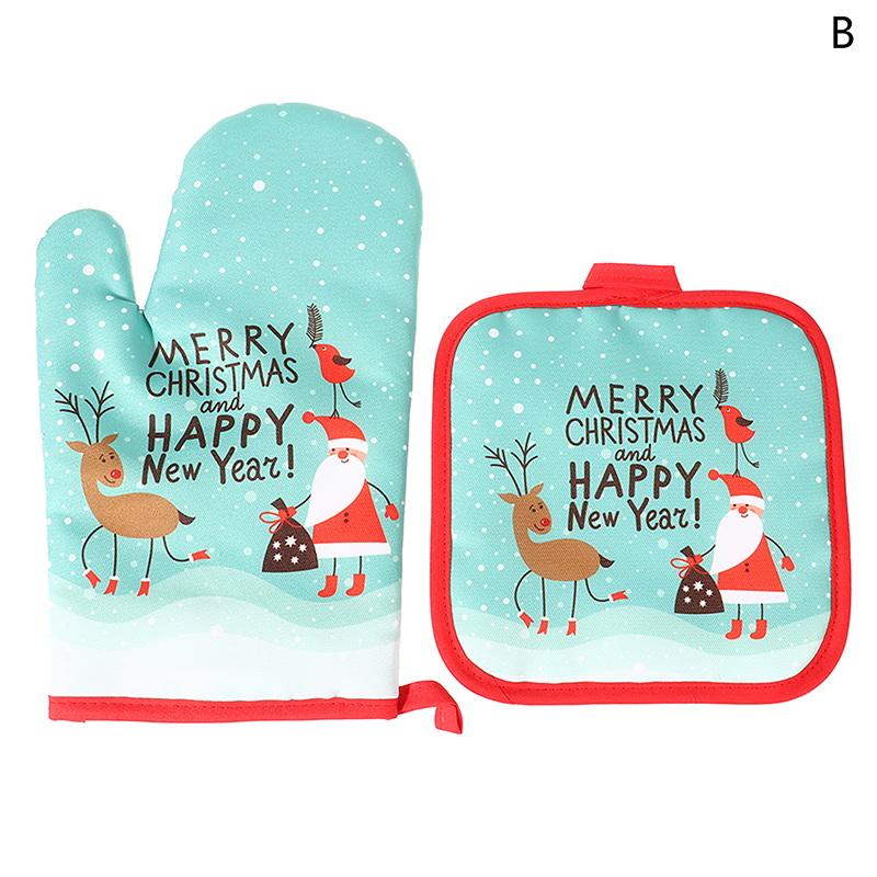 

Рождественские прихватки-рукавицы набор Санта Клаус снежинка конфетный узор термоизолированные прихватки для духовки дом кухня рождественское украшение B