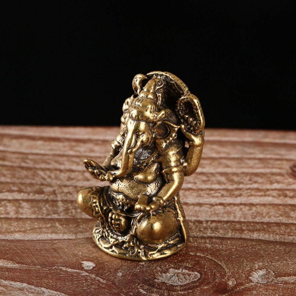 Vintage Ganesha Statue Brass Elephant Hindu God Figurines Elephant God Figure Sculpture  Car