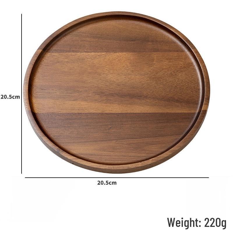 Bandeja de Madeira de Acácia Japonesa em Estoque: Prato Retangular para Jantar, Madeira Maciça Isolante de Calor, Tábua Oval para Pão, Prato para Xícara de Chá.