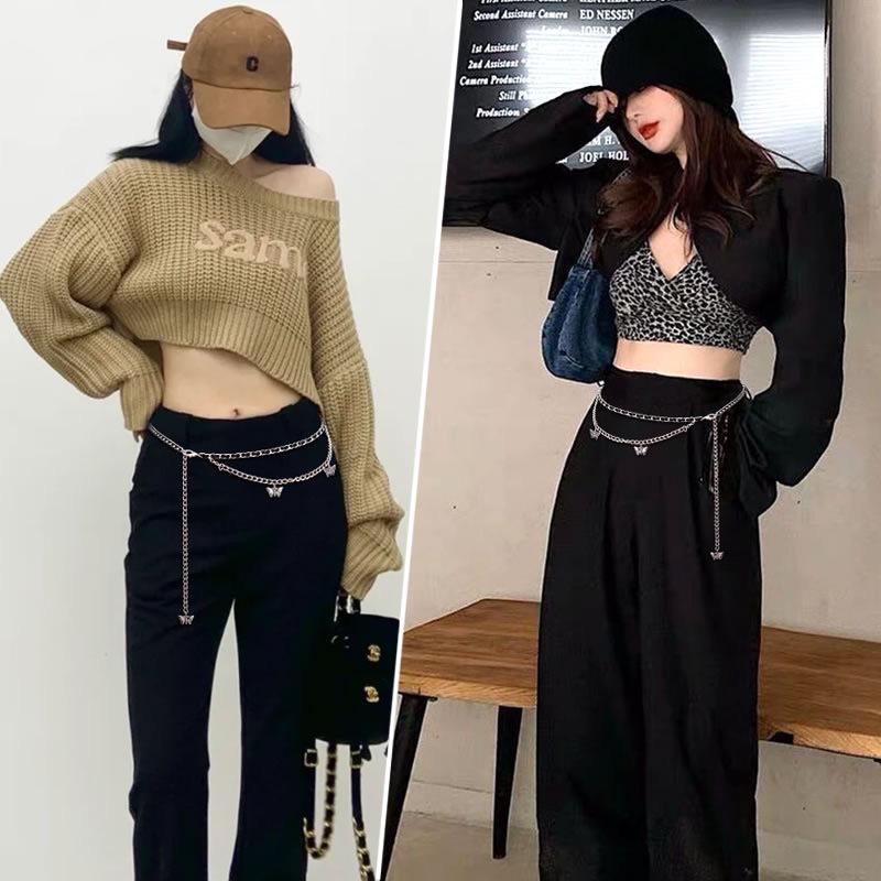 2025 Women's Thin Butterfly Metal Chain Waist Belt: Versatile Fashion Accessory for Skirts & Pants