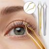 1 Set Stainless Steel Eyelash Extension Tweezers Non Slip Long Handle Ultra Precision Tip For Salon Home Lash Grafting Use