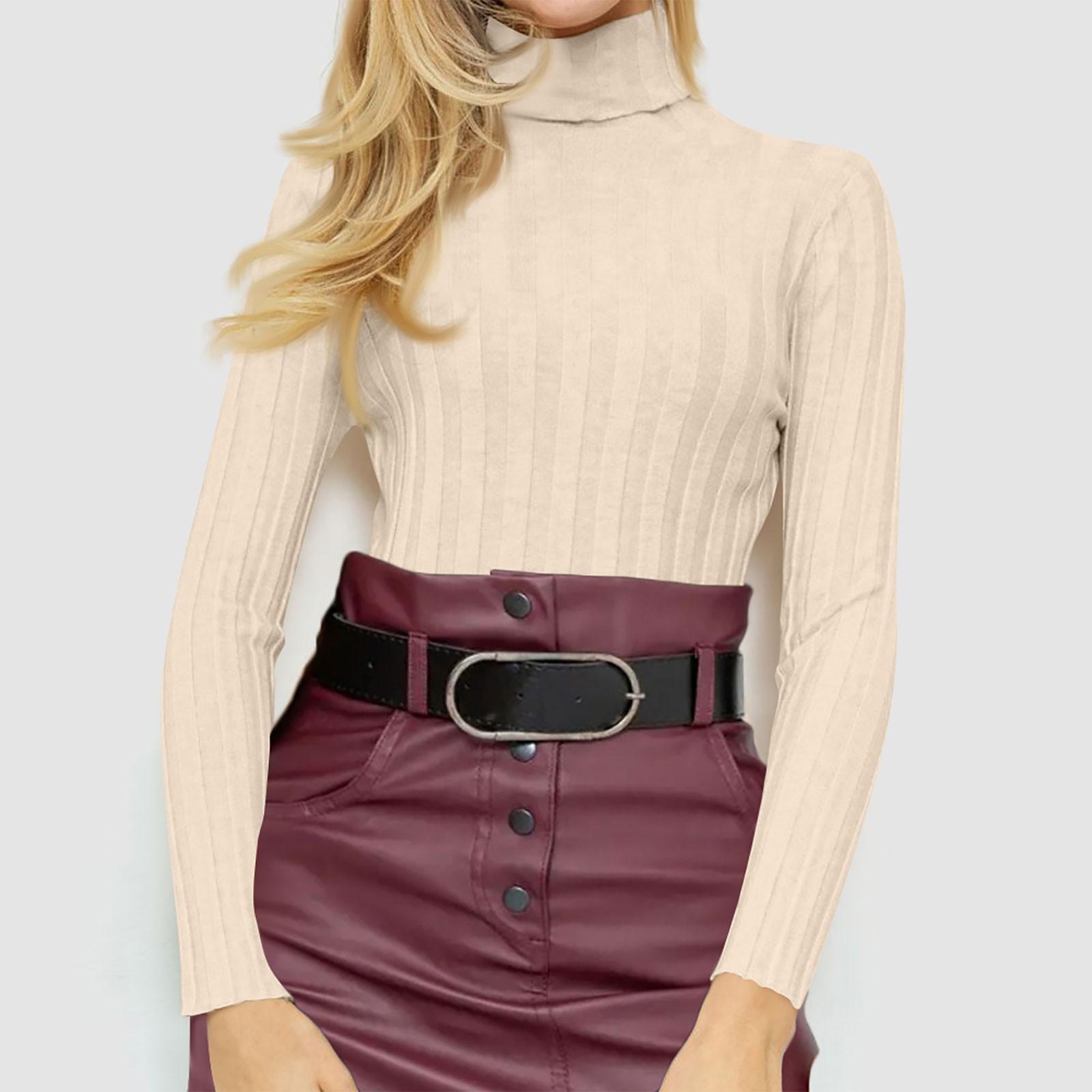 

Женский модный повседневный однотонный свитер с длинным рукавом, тонкий свитер, пуловер, топ M бежевый