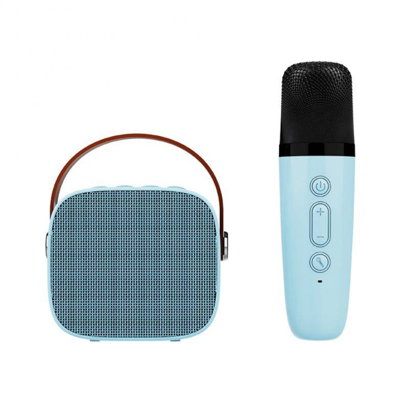 Mini Karaoke Machine Bluetooth-compatible Speaker 1-2 Wireless Microphone  Karaoke Speaker Set Music Player for Party Home