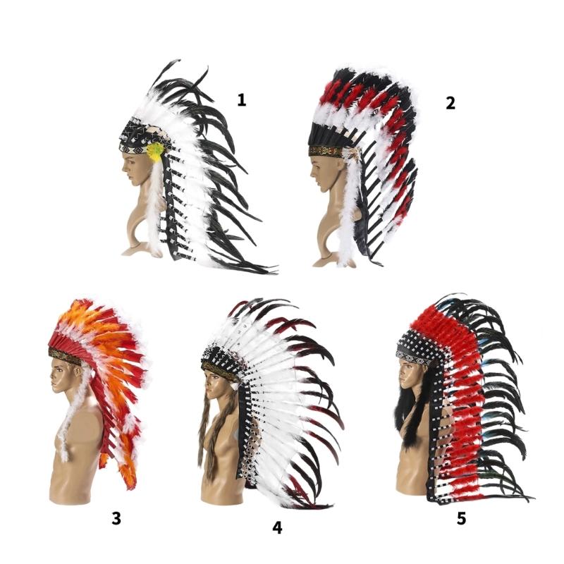 Authentic Local American Feather Headdress For Cultural Festivals Costume Parties And Stage Performances Lightweight Design Nature Friendly Materials