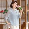 Chinese Style Summer Top for Mothers: Lightweight, Seven-Point Sleeves, New Fashion for Middle-Aged and Elderly Women