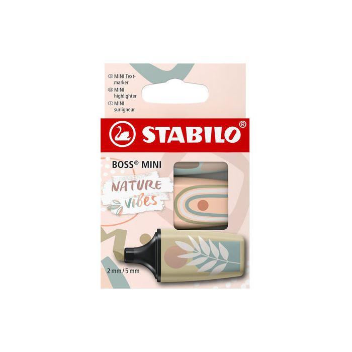 Surligneur pointe large - STABILO BOSS MINI - Naturevibes - set 3 pièces