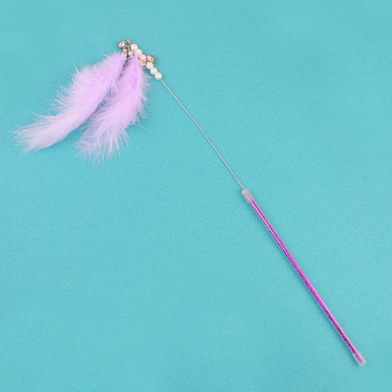 Hot fairy feather bells tease cat stick interactively to relieve boredom and make sounds of cat toys four colors