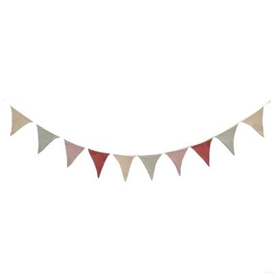 C90A Cotton Triangular Bunting Flags Baby Shower Wall Flags Nursery Room Decoration