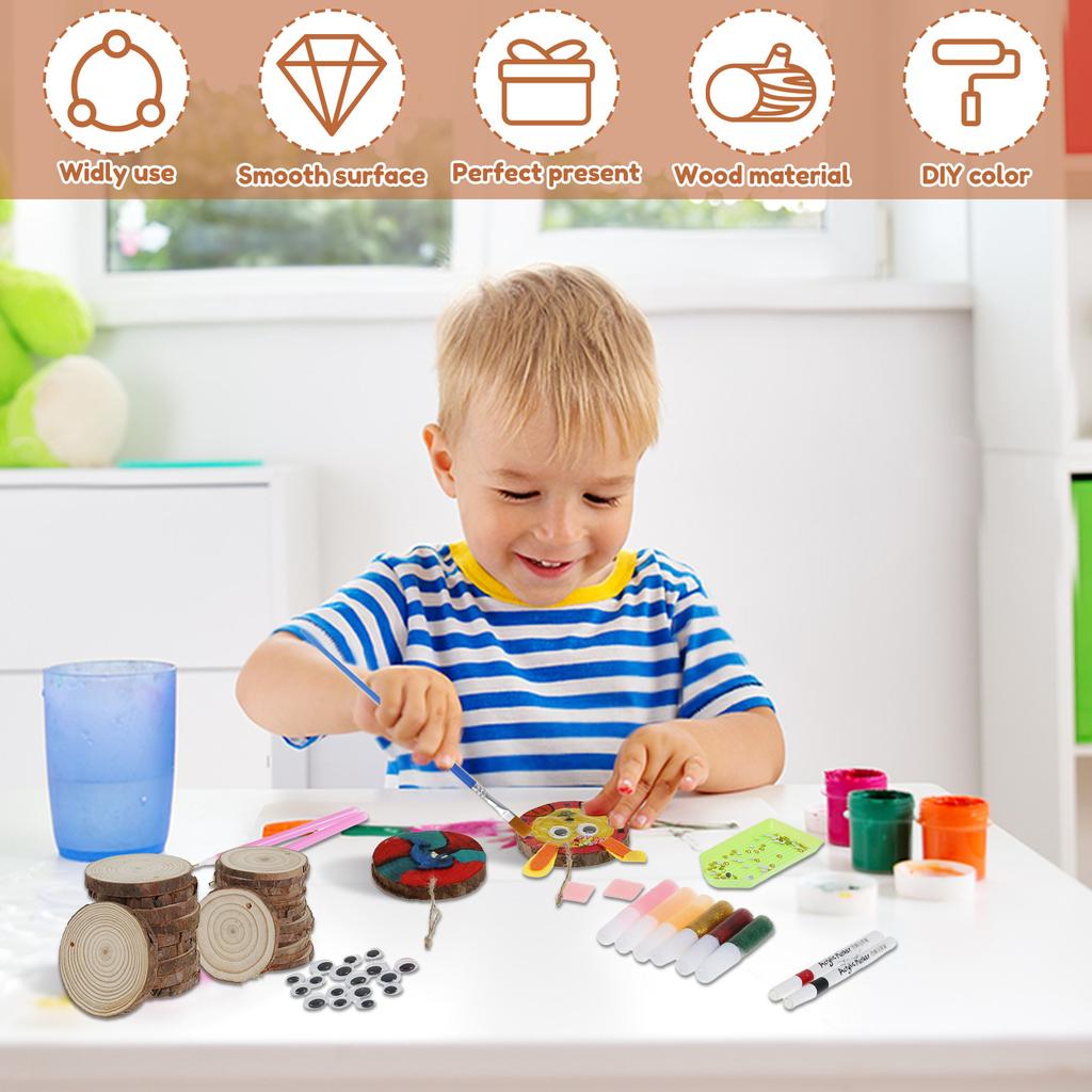 Diamond Art Wooden Painting Kit Creative Smooth Surface DIY Wood Glow Art Craft Paint Kit for Kids Boys Girl 6 to 12 Years Old