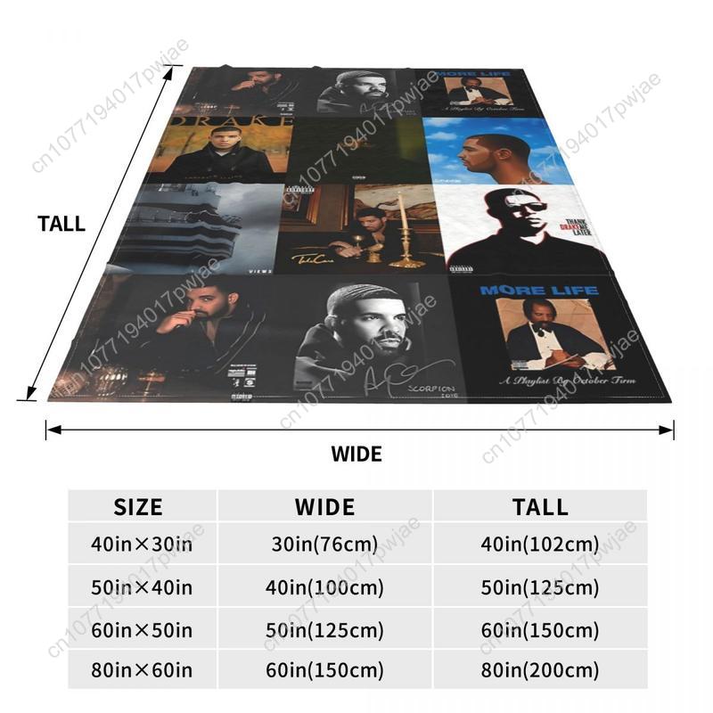 Music Drake Vintage Album Blanket Fleece Bed Throw Blankets Cozy Lightweight for Car Rug Piece Custom Blankets