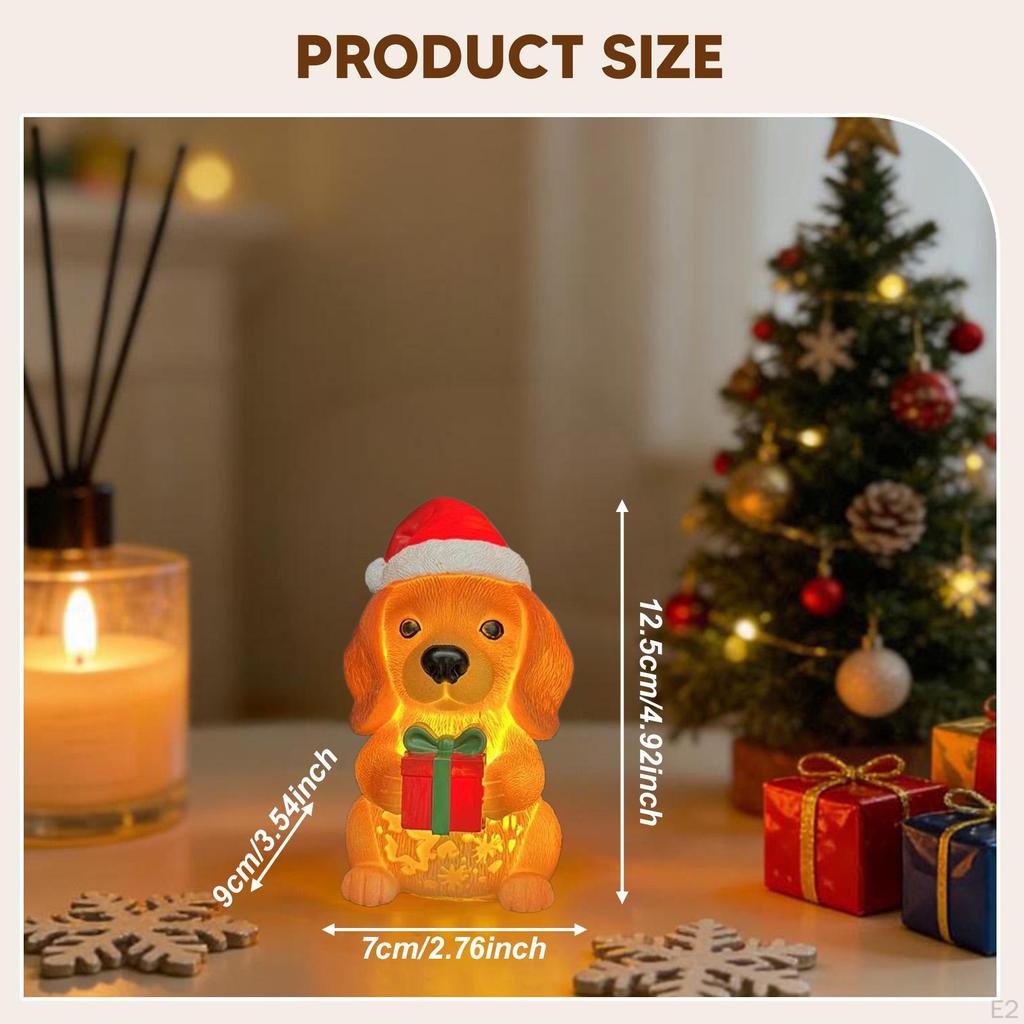 Night Light Puppy Statue Cute Desktop Ornament Cartoon with LED Creative Home Decor Christmas