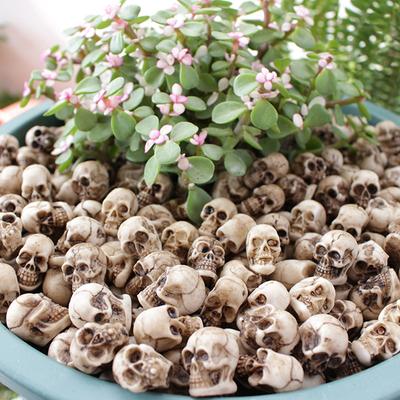20 Pezzi Mini Teschi Decorazione Giardino Halloween Bonsai Ornamento Cortile Piccola Testa di Scheletro Decorazione Vaso di Fiori Artigianato Realistico