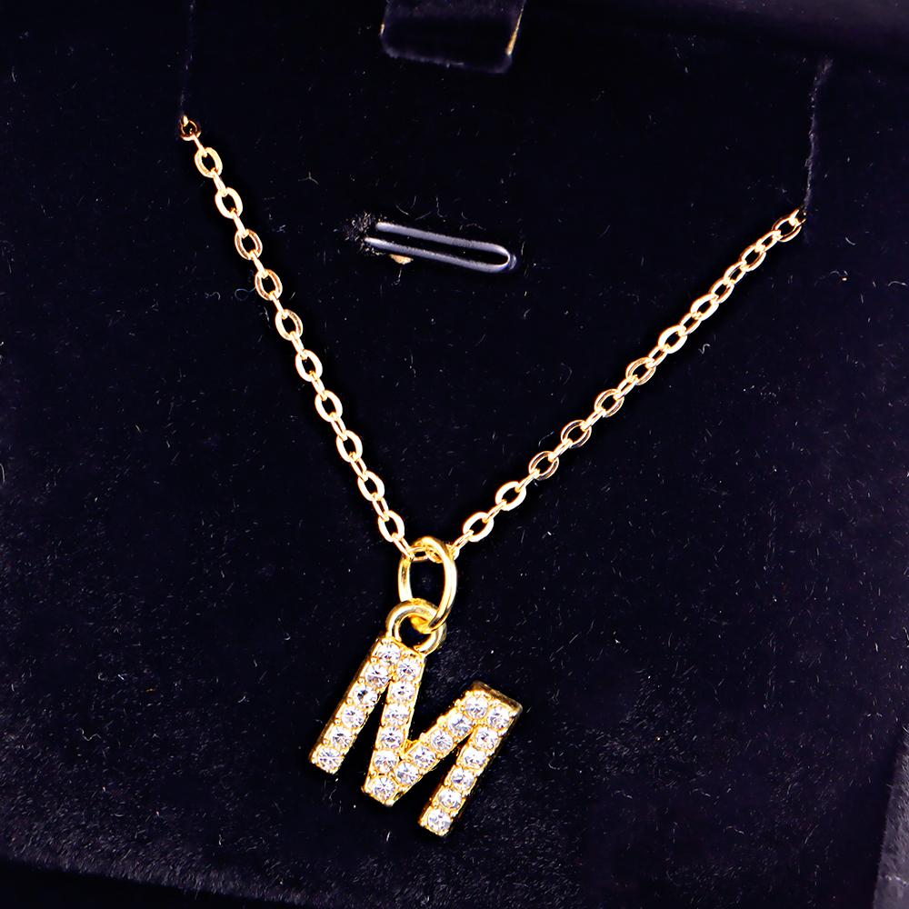 Kpop Shining A-Z Letter Pendant Charm Necklace 26 Initial Alphabet Name Golden Clavicle Chain Party Valentine's Day Jewelry Gift