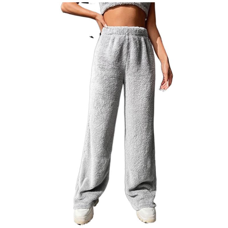 

Однотонные плюшевые повседневные брюки, свободные термоштаны S светло-серый