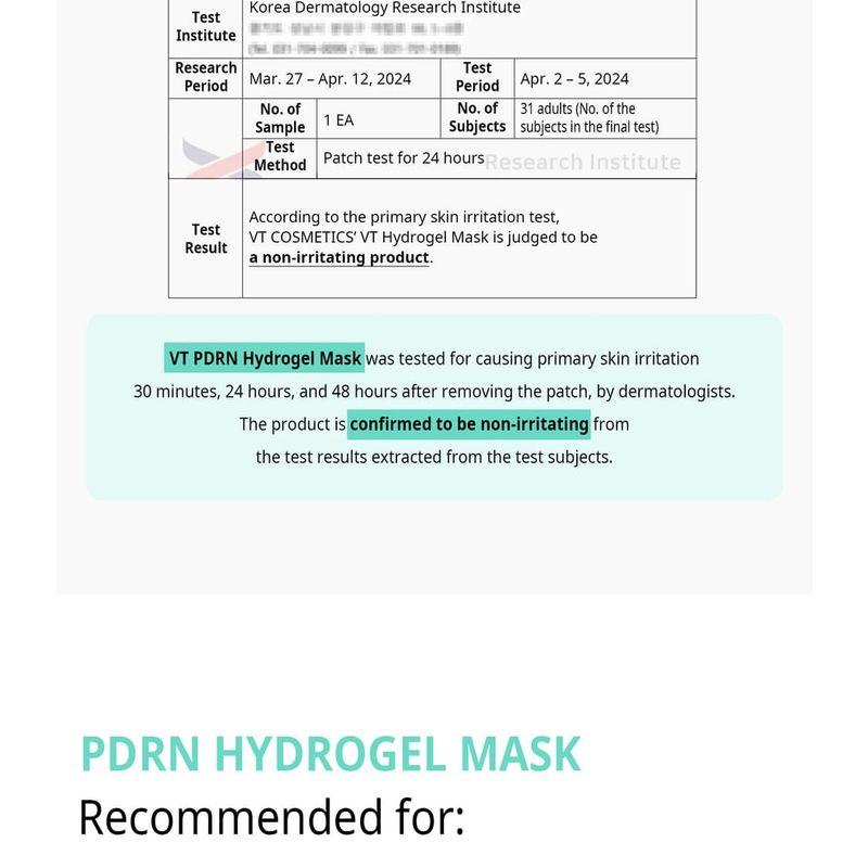 VT PDRN Hydrogel Maske