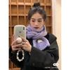 Wind Containing Wool Purple Scarf Girls Autumn and Winter White Wool Warm Thickened Student Scarf