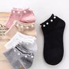 Women's Solid Color Faux Pearl Beading Breathable Cotton Low Cut Ankle Socks