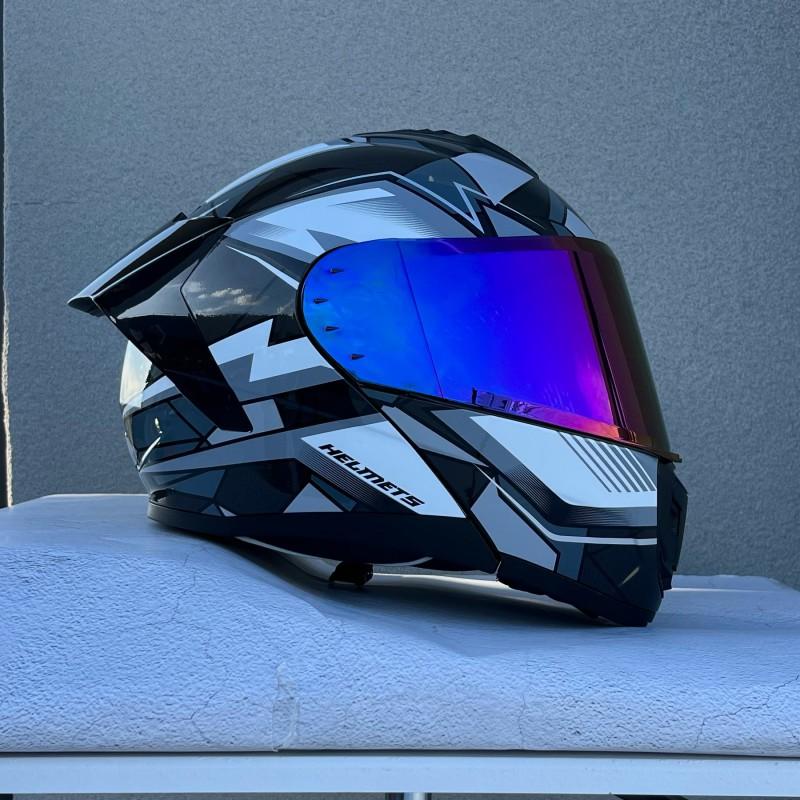 Flip-Up Motorcycle Helmet With Dual Visors ABS Full Face Men Women Scooter Riders