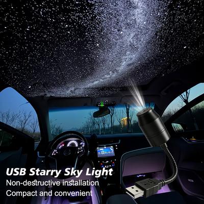 Car Interior Light Roof Star Light USB LED Starry Atmosphere Projector Decoration Night Party Decor Romantic Saturn Galaxy Light Neon Lights 4